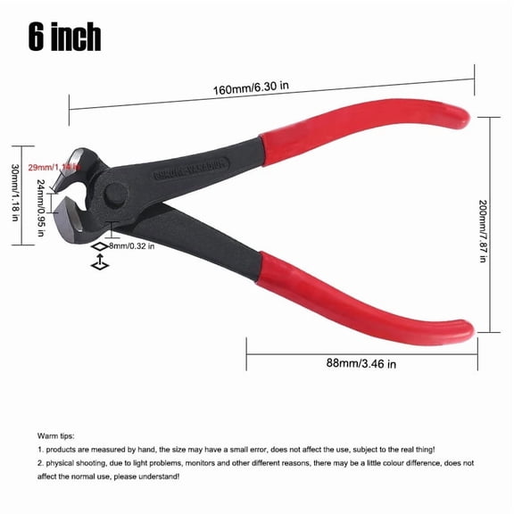 6/7/8 in End Cutting Pliers Heavy Duty Nail Puller Wire Cutter Nipper for Carpenter Demolition Pincers Multifunctional Hand Tool