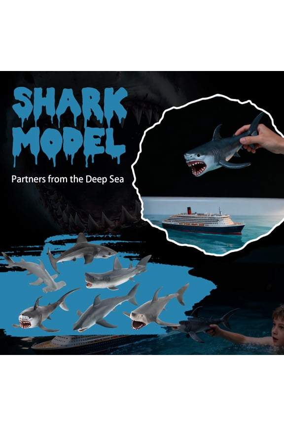 6.7-9.4 Inch 6-Piece Realistic Shark Model Toy, Safe Ocean Animal Figurines With Scientific Proportions For Early Childhood Education, School Biology Teaching Aids,