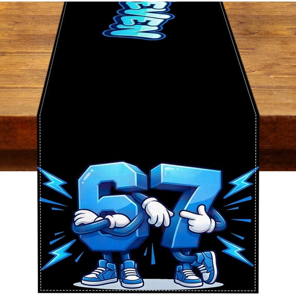 6 7 Birthday Party Decorations Six Seven Table Runner Funny Italian Brainrot Kids 67 Meme Party School Home Kitchen Dining Table Decor