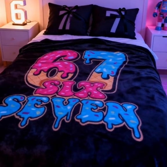 6 7 Blanket, Cute 67 Meme Blankets Bed, Funny Six Seven Chair Throw for Living Room, Christmas Ultra Soft Throws, Soft, Xmas Cozy Warm Flannel Plush Decor Gift for Bedding Couch(27.56x39.37in)