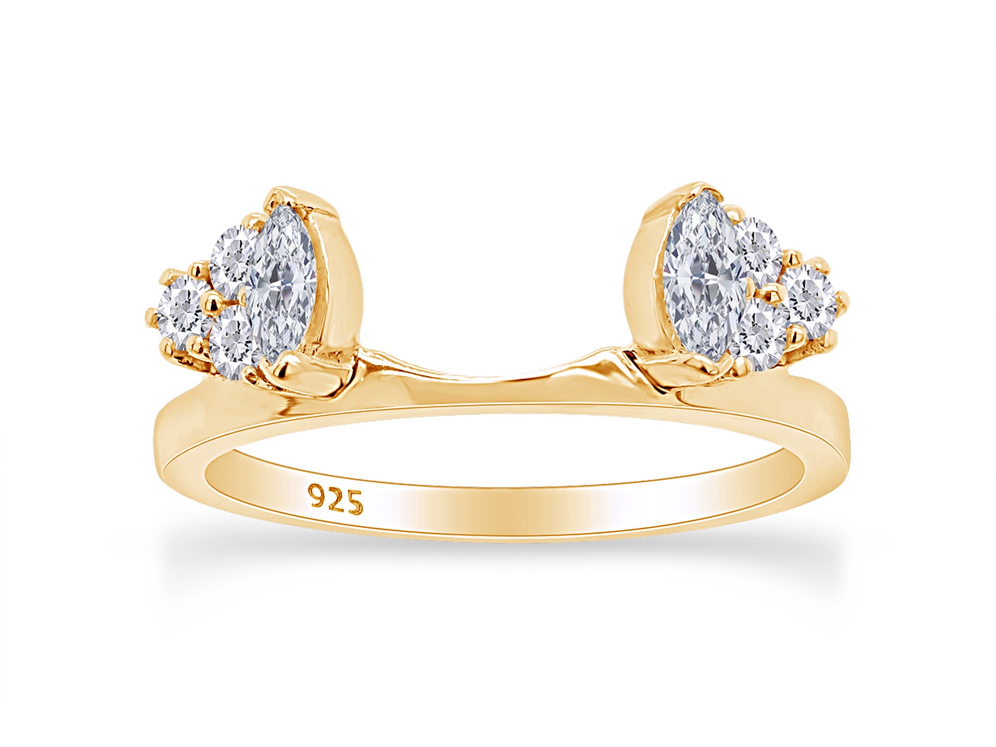 AFFY Marquise & Round Cut White Cubic Zirconia Wrap Enhancer Guard Ring ...