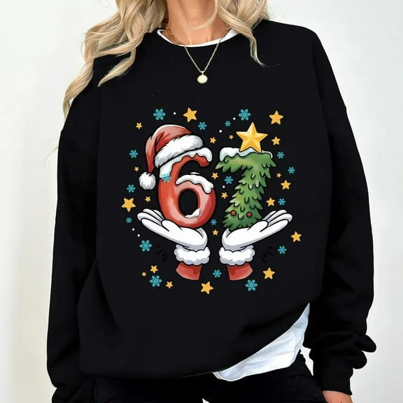 6-7 Christmas Sweatshirt,Santa Claus Hands Sweatshirt, 67 Meme Christmas Shirt