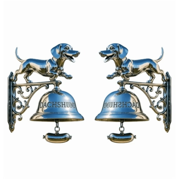 6.7" Dog Doorbell, Silver Sausage Dog Welcome Doorbell, Vintage Cast Iron Bell Door Ring Hanging Ornament Shopkeepers Bell for Doors Opening Porch Front Door 2PC