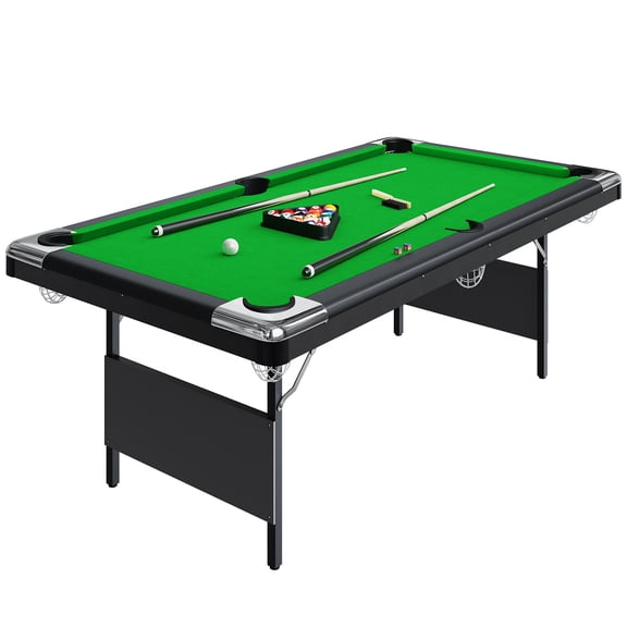 6-7 Ft Folding Pool Table, Portable Pool Table, Billiard Table Set Includes Balls, Cues, Chalks and Brush, for Family Game Room, Adult Rrec Room, Basements