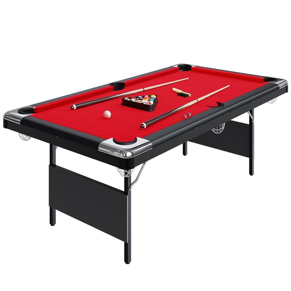 6-7 Ft Folding Pool Table, Portable Pool Table, Billiard Table Set Includes Balls, Cues, Chalks and Brush, for Family Game Room, Adult Rrec Room, Basements