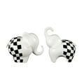 thumbnail image 1 of 6", 7"H White Ceramic Small Elephant Sculpture with Checkered Pattern, by DecMode (2 Count), 1 of 13