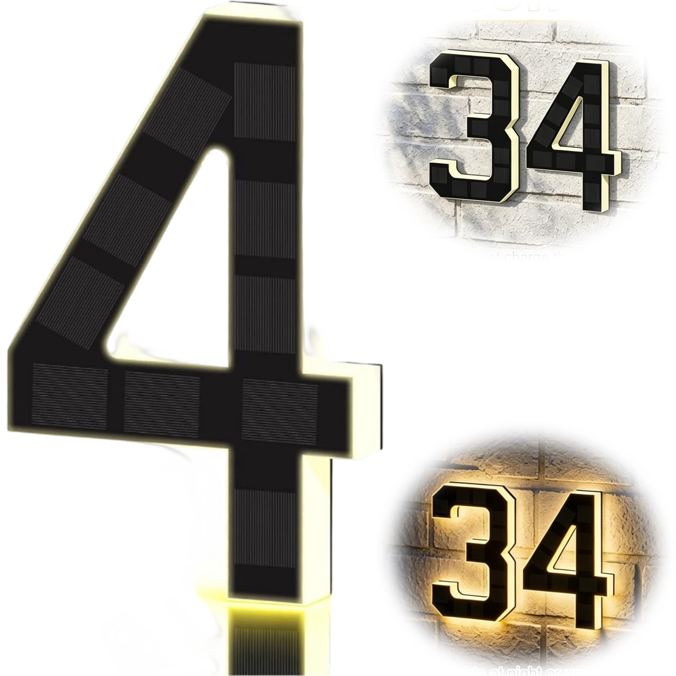 6.7 Inch /9 Inch Solar Lighted House Numbers for Outside, Light Up IP65 ...