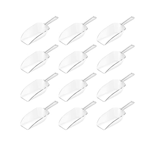 6.7-Inch Clear Mini Plastic Scoops, 12-Pack Multipurpose Acrylic Ice Scoops for Candy Buffet, Kitchen, Protein Powder, Coffee, Tea, and Ice Cream Jars