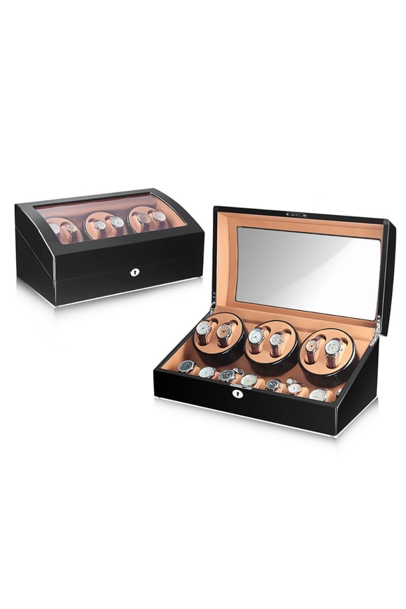6+7 Luxury Watch Winder with Lock 13 Slot Fashionable Watches Display Box That Rotatable Mechanical Watch Household Watch Box