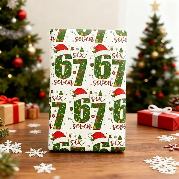 6 7 Meme Christmas Gift Wrap - 6 7 Wrapping Papers, Funny Christmas Gift Wrap for Party, 6 7 Birthday Party Supplies, Christmas Gift for Family & Friend