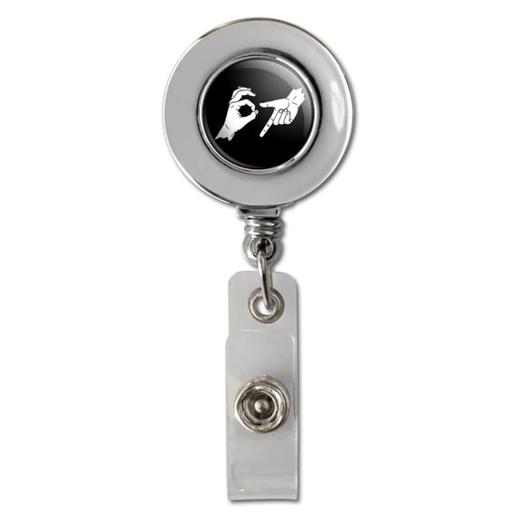 6-7 Meme Hand Signs Retractable Reel Chrome Badge ID Card Holder Clip