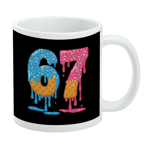 6-7 Meme Melting Ice Cream Cones Ceramic Coffee Mug, Novelty Gift Mugs for Coffee, Tea and Hot Drinks, 11oz, White