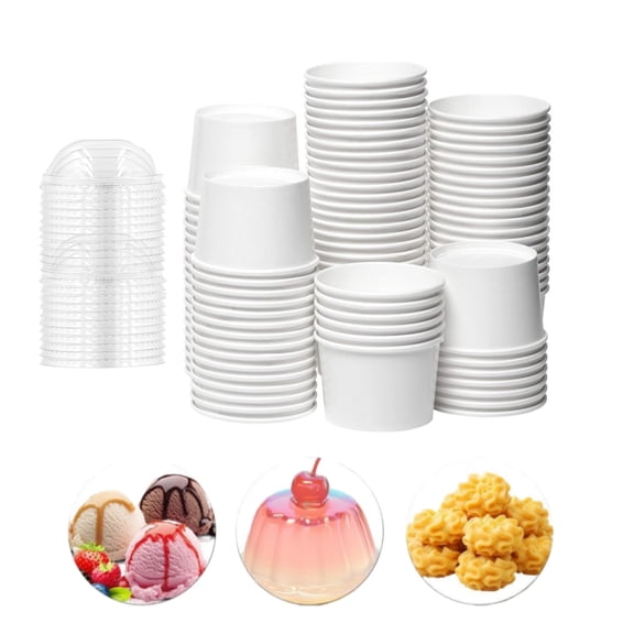 6.7 Oz Paper Ice Cream Cups,Disposable Dessert Cups,Portable Snack Containers for Home,25pack Durable Yogurt Cup for Indoor,Camping