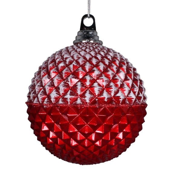 6.7" Red Glitter Candy Durian Ornament 2/Bag