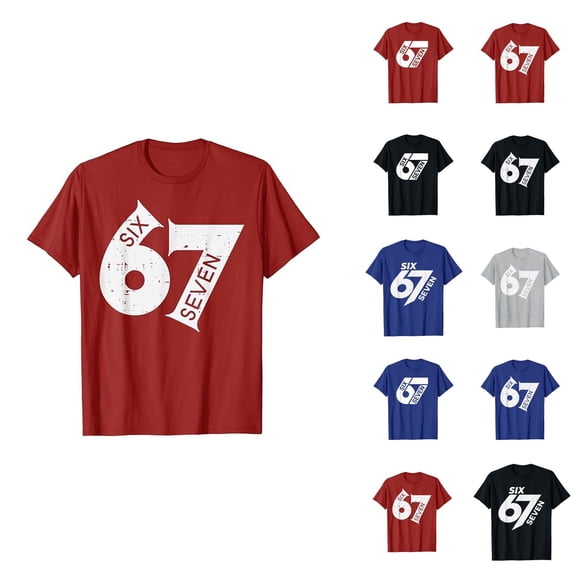 6 7 Shirt for Men Women Fashion Short Sleeve Crewneck 67 Meme Shirt Graphic Tees