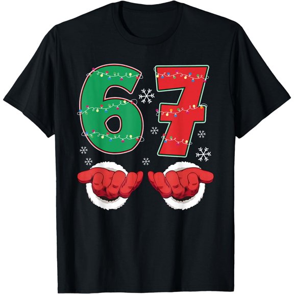 6 7 Six Seven Gen Z Alpha Merry Christmas Retro Theme T-Shirt
