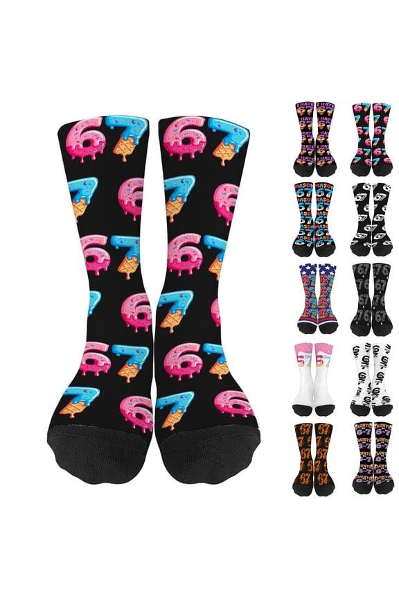 ,67 Socks Fun Six Seven 6 7 Meme Design 6 7 Sock for Grand ma (10Pack)