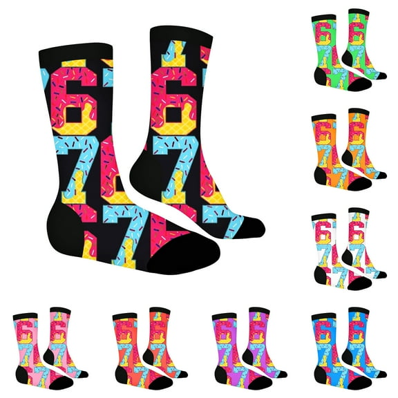6 7 Socks Kids Baseball 6 7 Meme Novelty and Funny Six Seven Design Stocking Stuffers Gifts for Boys and Girls 6 7 Gifts
