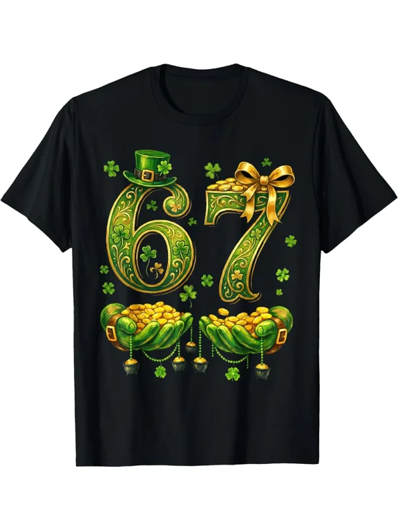 6 7 St. Patricks Day Six Seven Meme Kid Men Women Tshirt, Gildan Tee