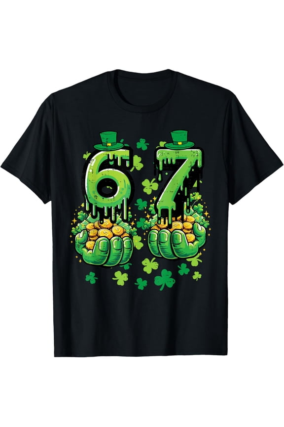 6 7 St Patricks Day Six Seven Meme Teacher Mens T-Shirt