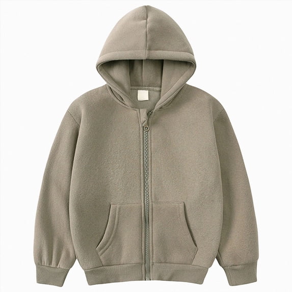 6-7 Years Child Big Girls Zip Up Hoodie Kids Full Zipper Hooded Fashion Sweatshirt Outwear Coat School Sports Jacket Bronze Hoodie