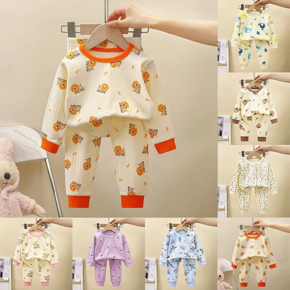 6-7 Years Child Boys Girls Pajamas Set Daily Snug Fit 2 Piece Sleepers Sets Sleepwear Clothes Set Loungewear