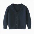 thumbnail image 1 of 6-7 Years Toddler Girls Cardigan Sweater Baby Kids Long Sleeve Cropped Dress Up Button Closure Jacket Tops Navy School Sweater Coat, 1 of 5