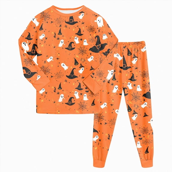 6-7 Years Tween Girls Short Sleeve Print Shirts Tops Pants Outfits Pj Set For Girls Halloween Pajama Set