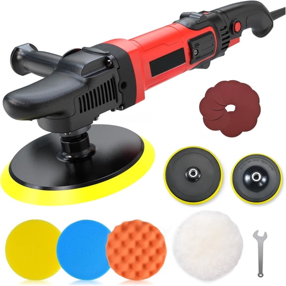 6/7 inch Buffer Polisher,Rotary Car Buffer,1600W Car Polisher Waxer Kit with 6 Variable Speed 1000-3500RPM & 4 Polishing Pads,Detachable Handle for Car Polishing and Waxing
