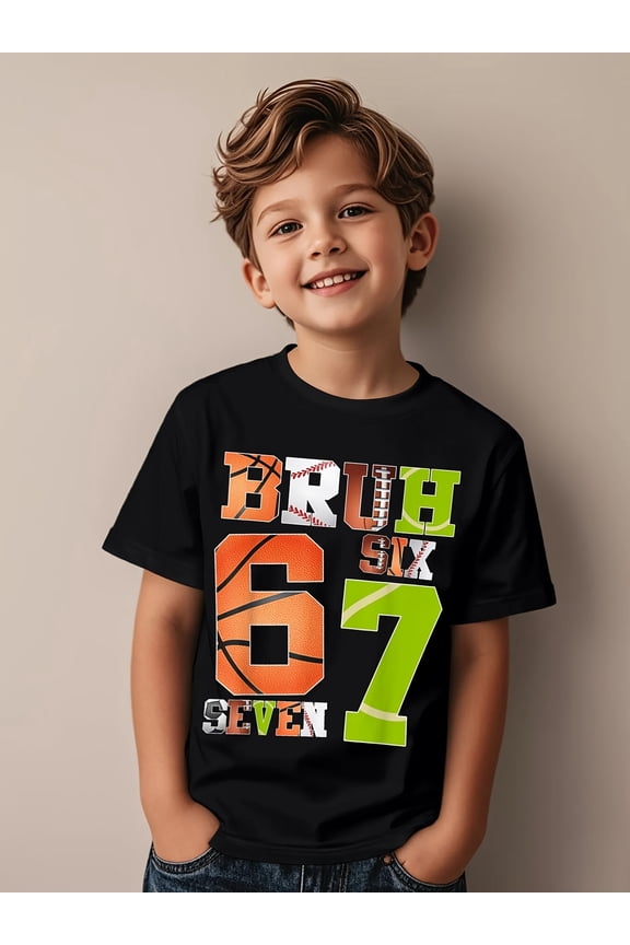 and 6 7 meme graphic t shirt a vintage round neck short sleeve shirt with number prints clothing perfect as a birthday gift for everyday wear and suitable for ye