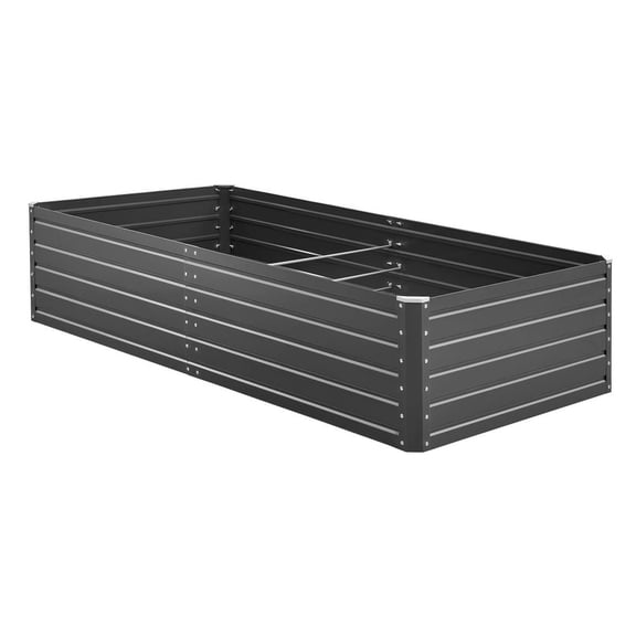 6.7 x 3 x 1.5 ft Metal Raised Garden Bed Galvalume Outdoor Planter Box Open Bottom Design Large Raised Bed Planter for Vegetables Flowers Herbs Succulents Gray