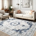 thumbnail image 1 of Meafeng Vintage Collection Area Rugs, Bohemian Floral  Rug for Living Room, 6'7" x 10' (7x10) Carpet, Non-Slip, Machine Washable, Blue, 1 of 9