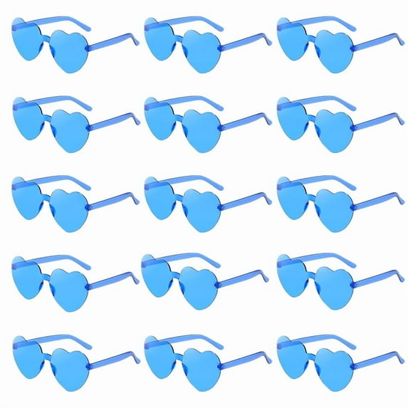 6-72Pcs Party Glasses for Weddings Pack Heart Glasses for Guests Hen Party Sunglasses Birthday Hen Party Frameless Glass (Blue,18Pcs)