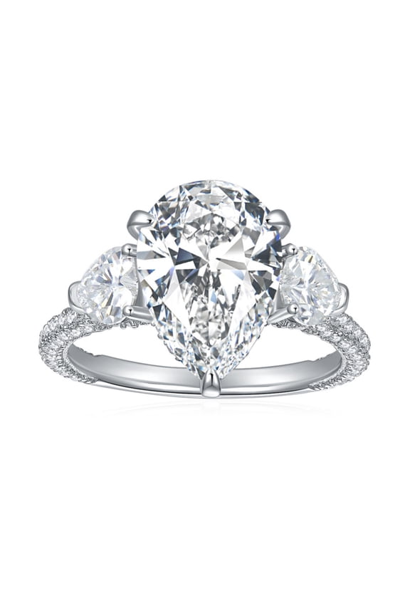 6.72cttw Moissanite Rings for Women D Color VVS1 Clarity Pear Engagement Ring 925 Sterling Silver Lab Created Big Diamond Ring Size 5-9