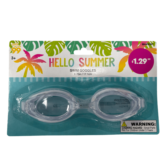 6.75 in Adult Swim Goggles, Adjustable Strap for Secure Fit, Sleek Design, Comfortable, Reliable, Superior Underwater Visibility, Ideal for Lap Swimming, Training, Pool, Triathlon, White