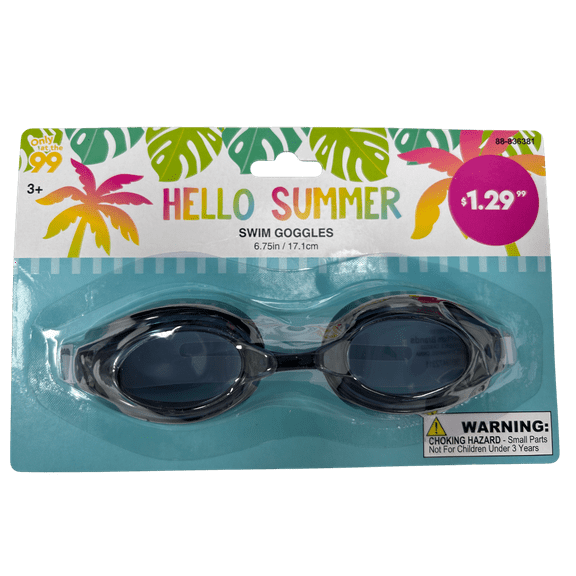 6.75 in Adult Swim Goggles, Adjustable Strap for Secure Fit, Sleek Design, Comfortable, Reliable, Superior Underwater Visibility, Ideal for Lap Swimming, Training, Pool, Triathlon, Black