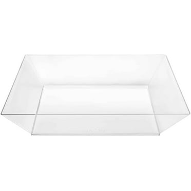 6.75 Inch Mini Clear Square Plastic Tray – Disposable Small Serving Dish for Appetizers Desserts Snacks Fruit Tastings Catering Buffet Parties Events Lightweight Elegant Plastic Food Tray (3)