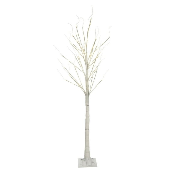 Hi-Line Gifts 7' Pre-Lit Pencil Birch Artificial Christmas Tree, LED Warm White Lights
