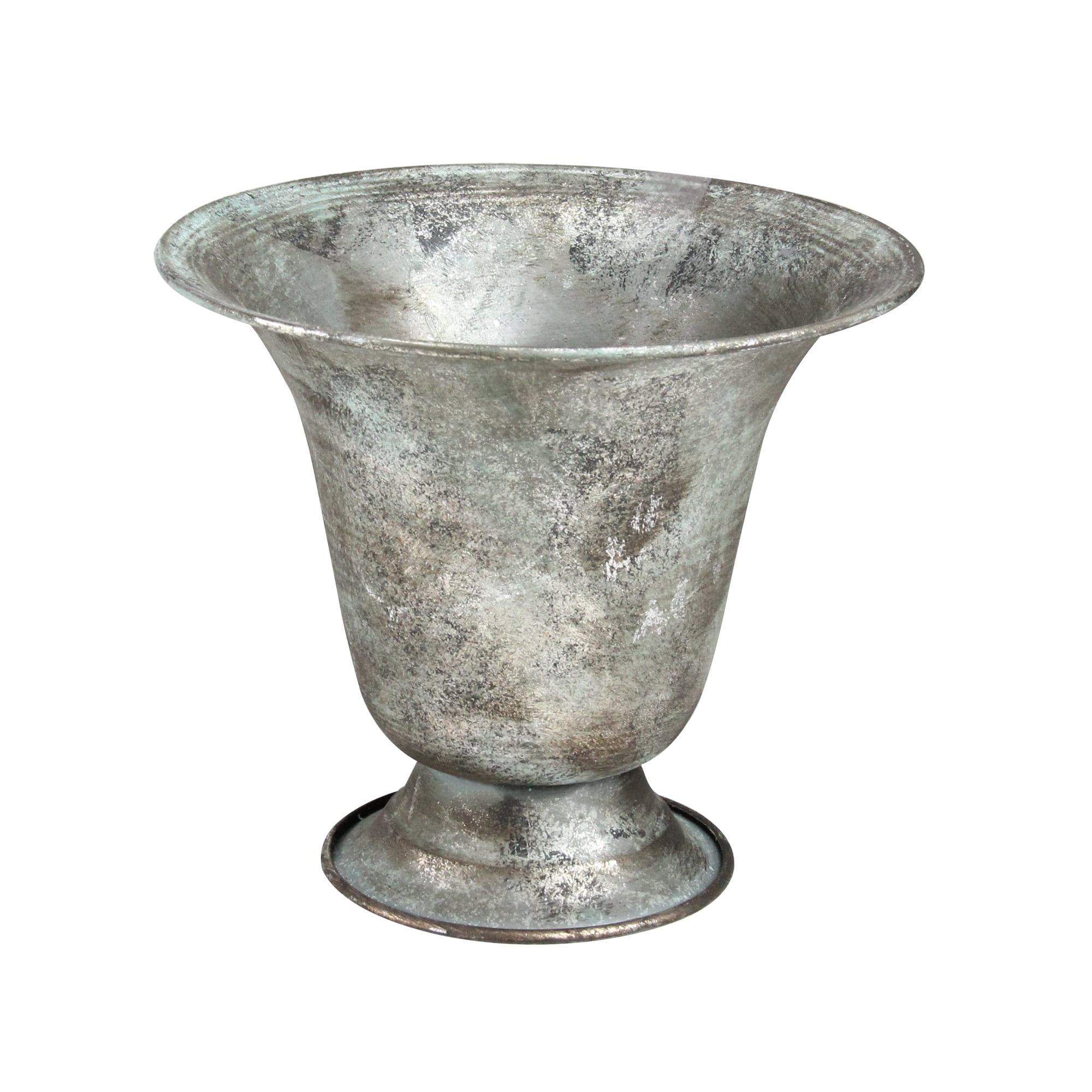 6.75" Silver and Verdigris Metal Urn Planter
