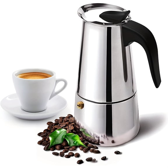 6.76oz/10.14oz Stainless Steel Stovetop Latte Maker & Percolator - 4/6 Cup, Easy to Clean for Home Coffee Bar