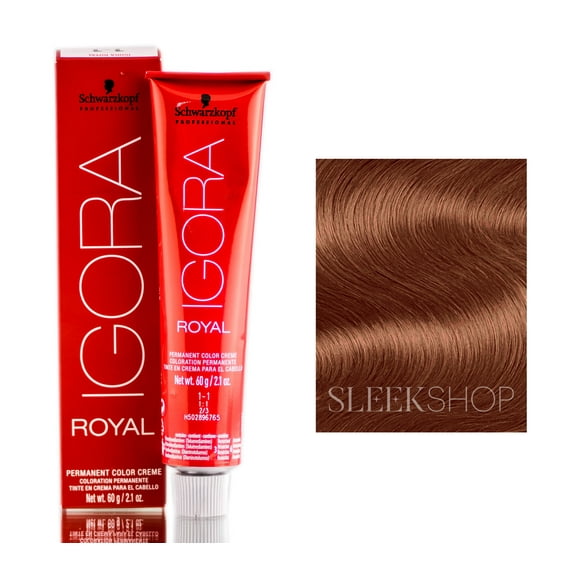 6-77 Dark Blonde Coper Extra , Schwarzkopf Professional Igora Royal Permanent Hair Color Creme Dye (2.1 oz) Hair - Pack of 1 w/ Sleek Teasing Comb