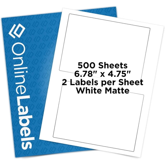 6.78 x 4.75 Shipping Labels - Compatible with USPS Click-N-Ship - Pack of 1,000 Labels, 500 Sheets - Inkjet/Laser Printer