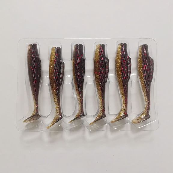 6.7Cm/2.3G 6Pcs Fishing Lure Soft Plastic Paddle Tail Swimbait Bass Wobblers Black Back And Tea Belly