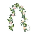 thumbnail image 1 of 6.7FT Christmas Floral Garland With Red White Flowers Green Foliage Holiday Decoration For Mantel Doorway And Staircase Indoor Outdoor Christmas Decor, 1 of 5