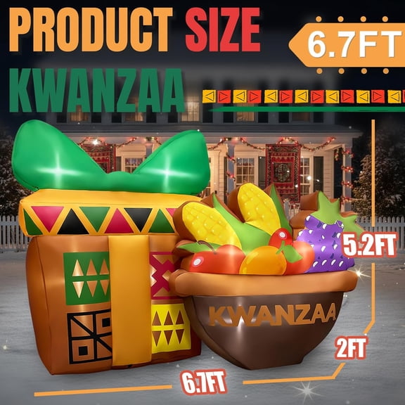 6.7FT Kwanzaa Inflatable Gift Box and Fruit Basket Decoration