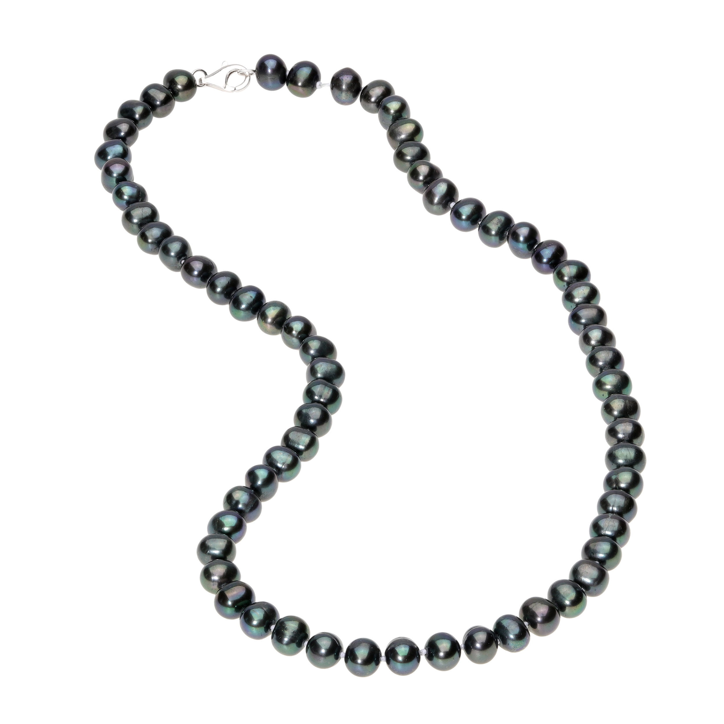 6-7MM Sterling Silver and Black Pearl Necklace 20