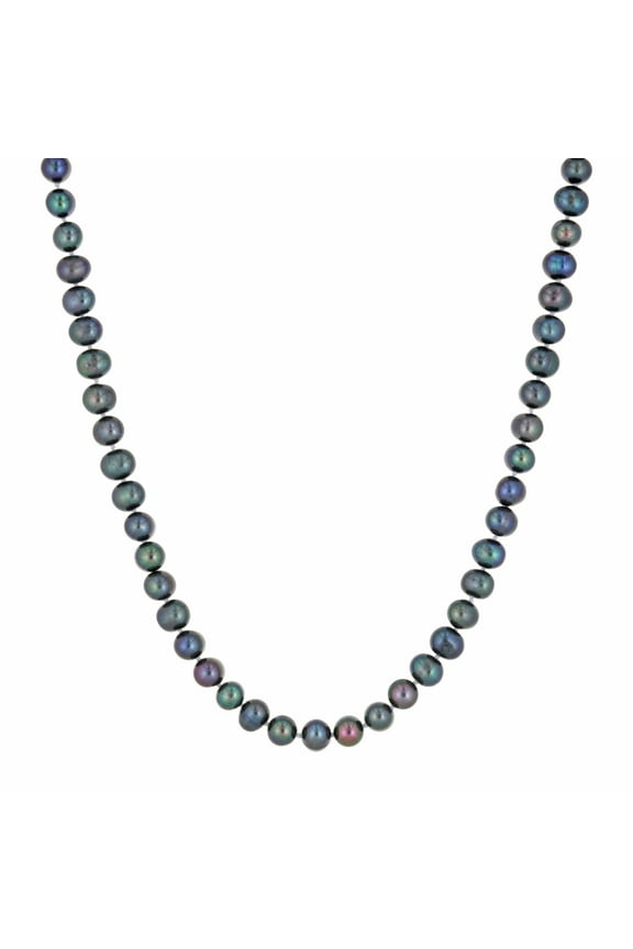 925 Sterling Silver 6-7mm 24 inches Necklace Lobster Claw With Black Pearl Jewelry for Women