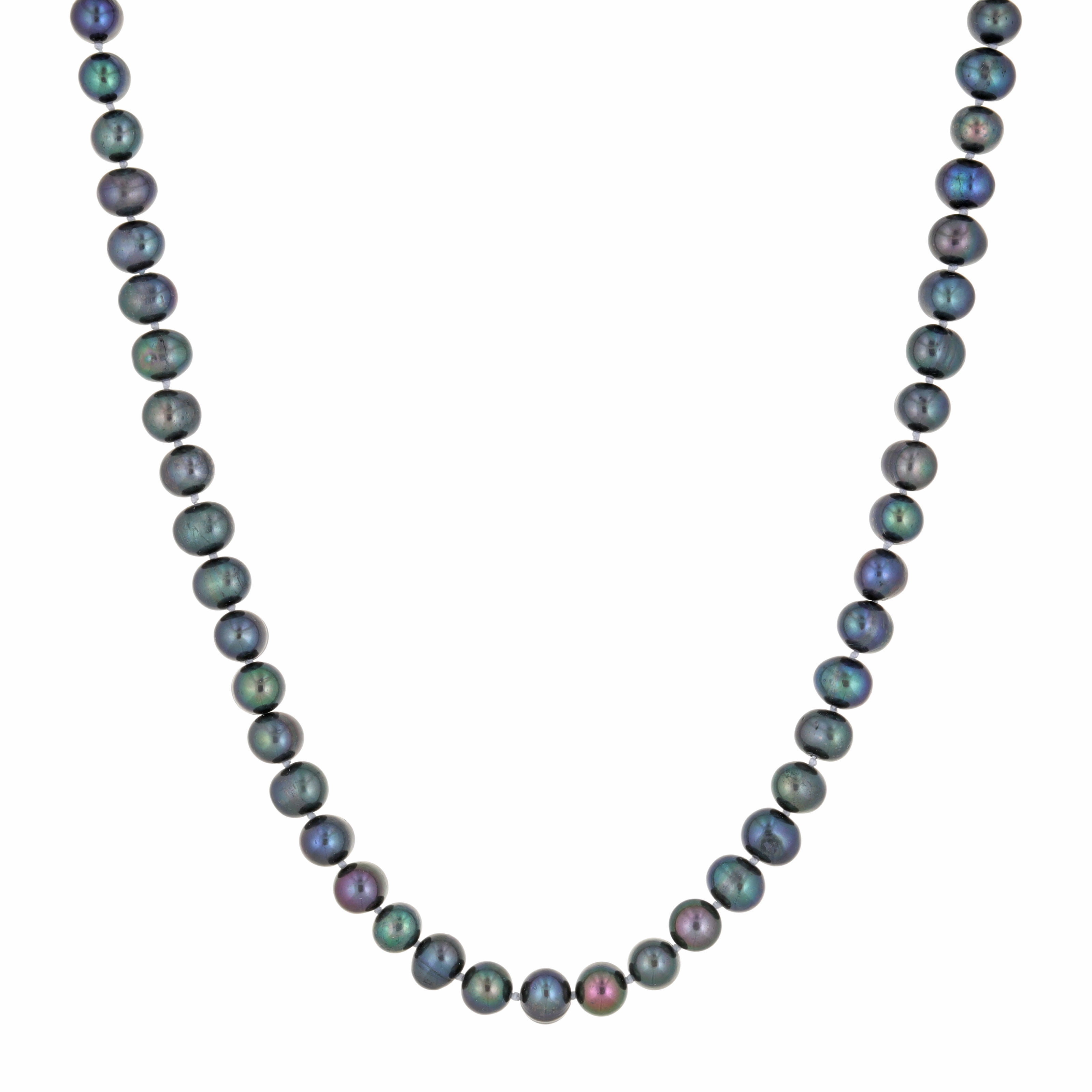 6-7MM Sterling Silver and Black Pearl Necklace 30