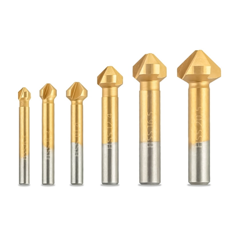 6/7Pcs 90 Degree 3 Flute 6.3-20.5mm HSS Countersink Drill Bit Chamfer ...
