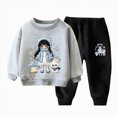 thumbnail image 1 of 6-7T Boys Girl Clothes Set Crewneck Sweatshirt Long Sleeve Tops + Jogger Pants Fall Winter Outfits 3T 4T 5T 6T 7T 8T 9T 10T Kids Grey Outfits, 1 of 7